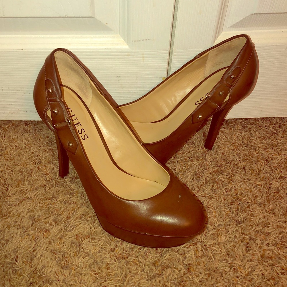 Guess Brown stiletto platform heels lightly worn